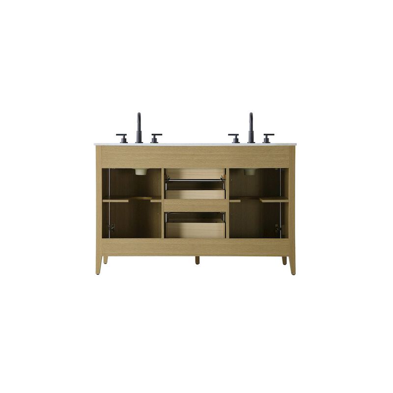 Elegant Kitchen and Bath 54 Inch Double Bathroom Vanity In Honey Brown