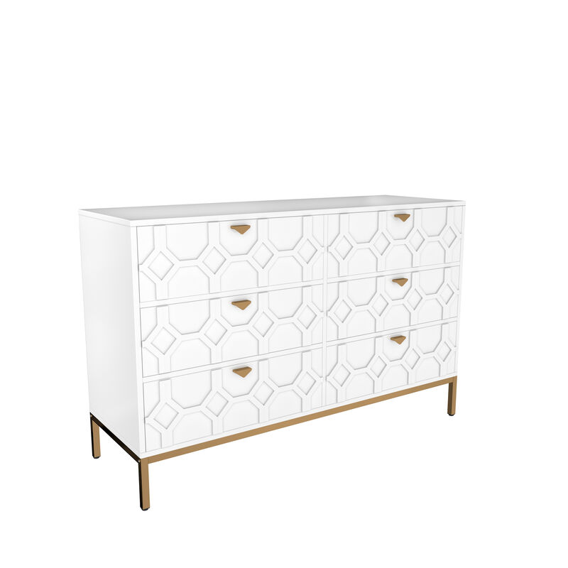 Clihome Wooden 6-Drawer Storage Cabinet Table