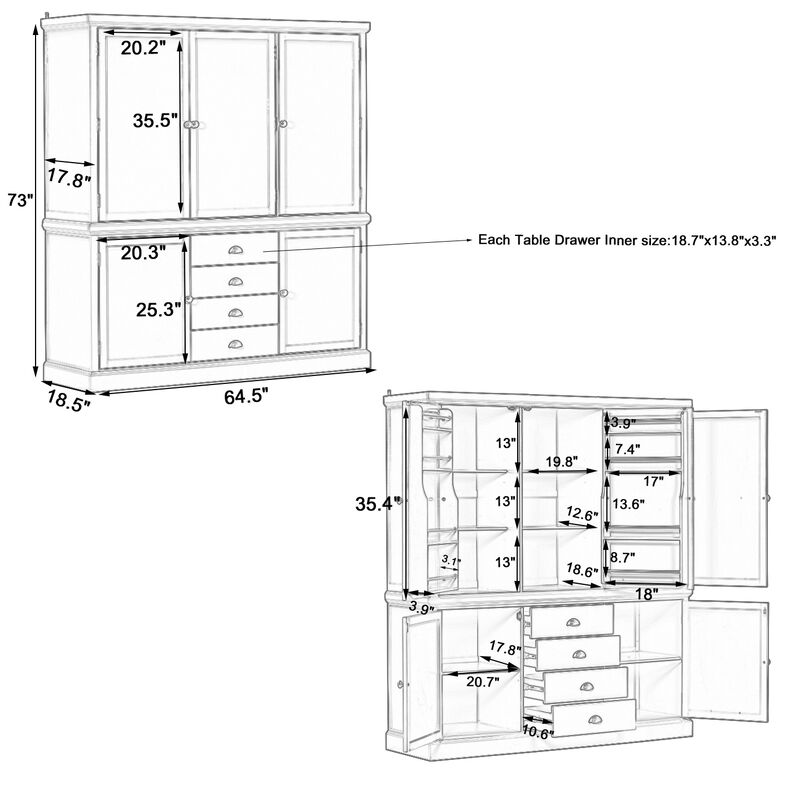 Merax Freestanding Kitchen Pantry Cabinet with Drawers & Adjustable Shelves image number 7