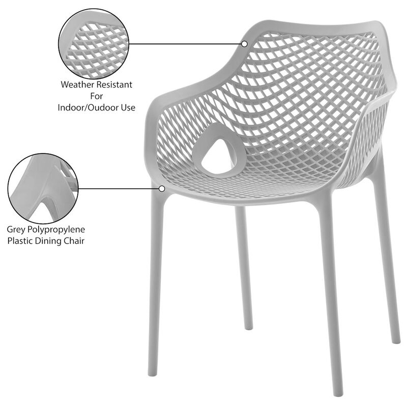 Meridian Furniture Mykonos Grey Outdoor Patio Dining Chair, Set of 4