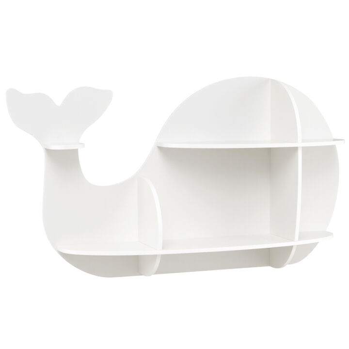 Wall Mounted Dolphin Shelves for Kids Room Storage and Decor-White