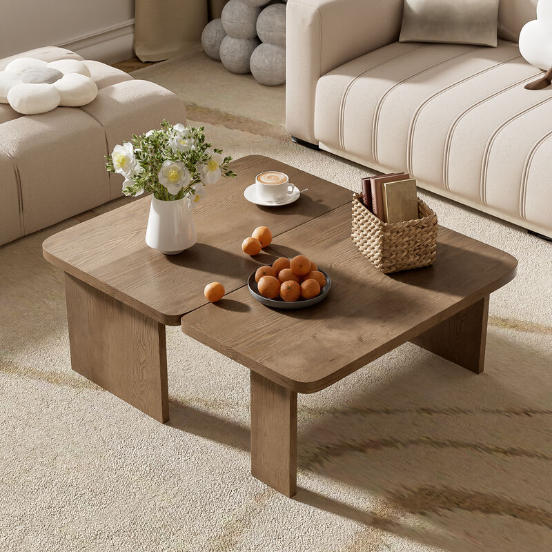 Merax Rectangle Coffee Table with Splicing Design
