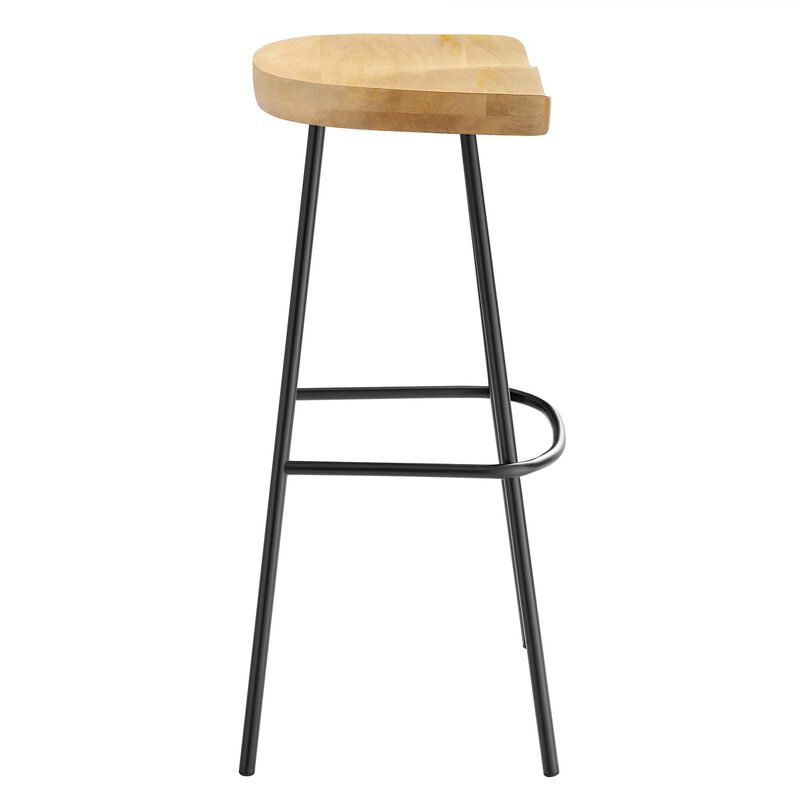 Modway EEI-6742-OAK Concord Backless Wood Bar Stools - Set of 2, Oak image number 4