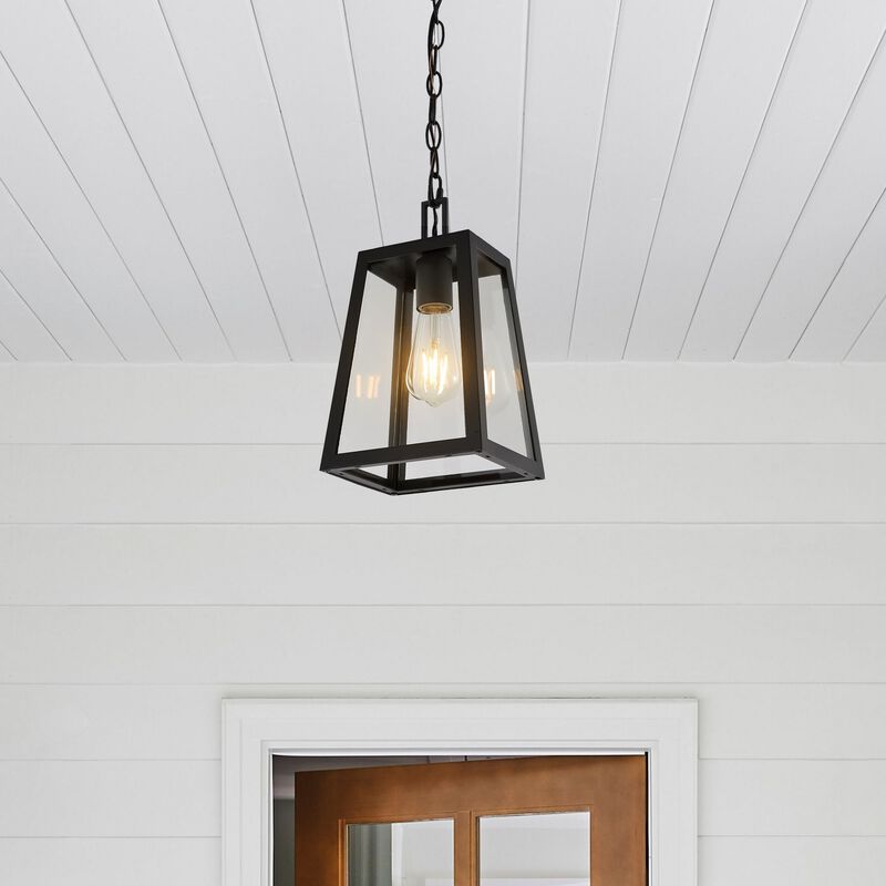 Glendale 6.75" 1-Light Farmhouse Industrial Iron/Glass Outdoor LED Pendant