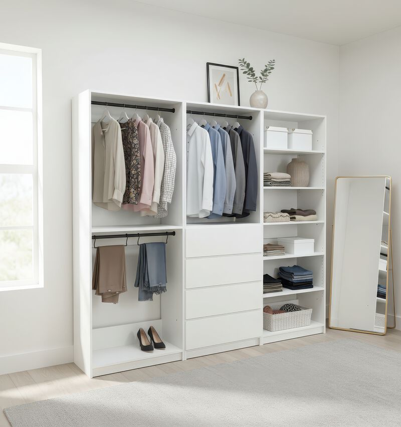 Prosper White Freestanding Walk in Wood Closet System