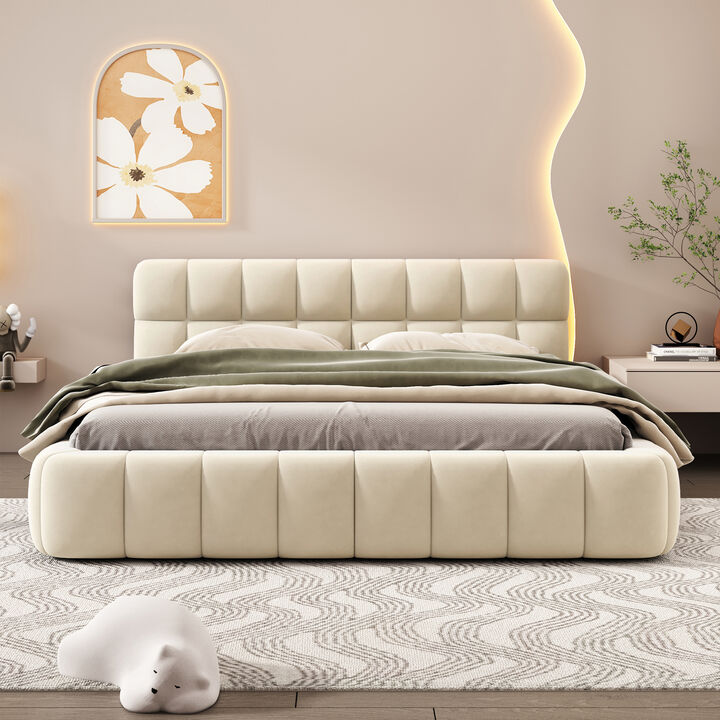 Merax Modern Upholstered Platform Bed Frame