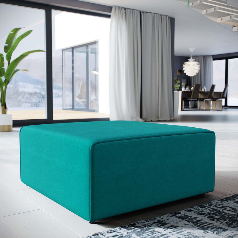 Modway Mingle Polyester Upholstered Generously Padded Ottoman, Blue Fabric image number 1