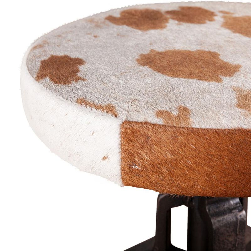 World Interiors Sterling Height Adjustable Barstool in Natural Cowhide