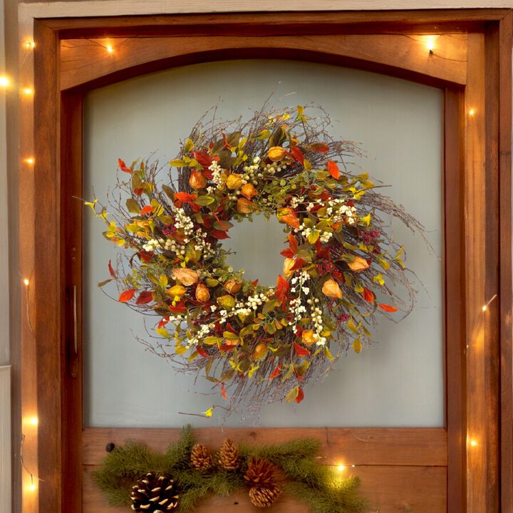 Cape Gooseberry Wreath for Unique Home or Fall Décor