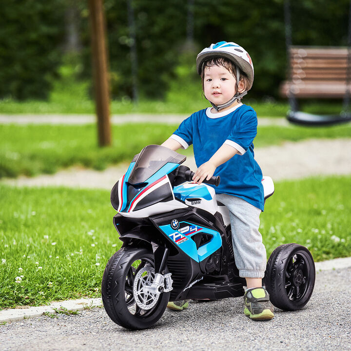 BreeBe Licensed 6V Kids Ride on Motorcycle, Off-Road Battery Powered Three Wheels Dirtbike with USB, AUX, Music and Headlight