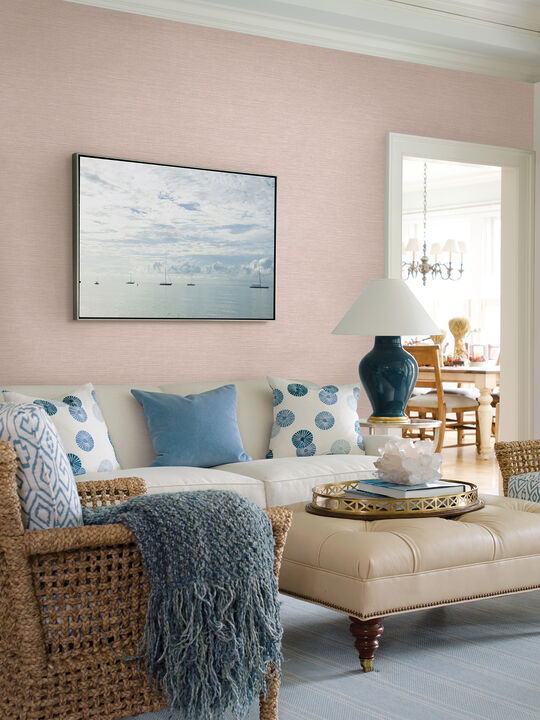 Tiverton Blush Faux Grasscloth Wallpaper