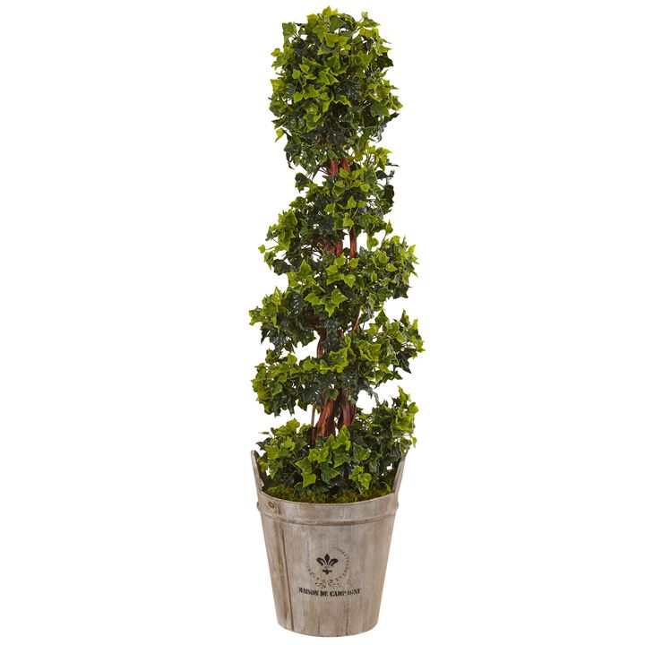 HomPlanti 4 Feet English Ivy Tree in Farmhouse Planter UV Resistant (Indoor/Outdoor)