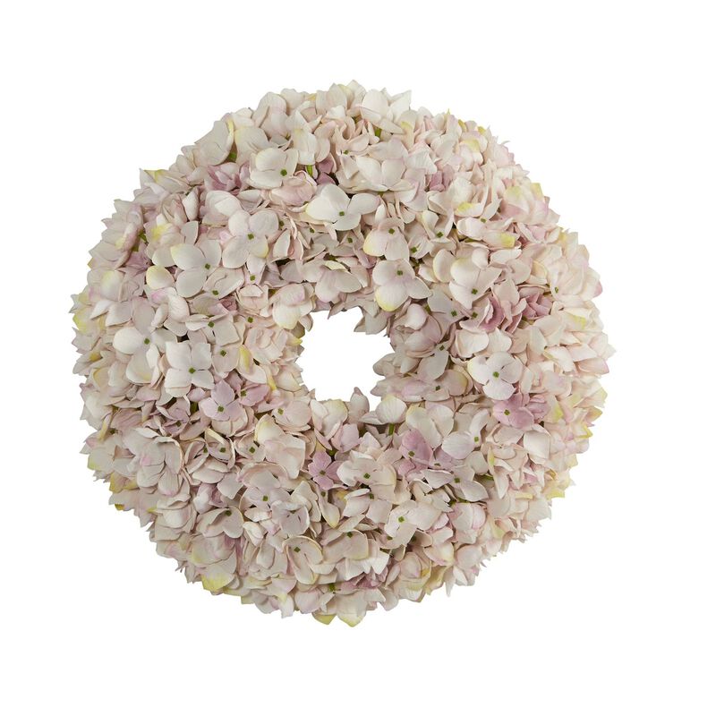 Nearly Natural 16-in Hydrangea Artificial Wreath