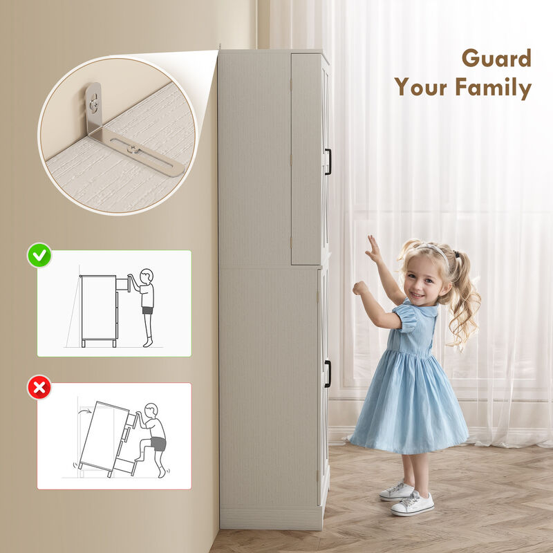 Hivvago Tall Pantry Cabinet with Adjustable and Door Shelves image number 7