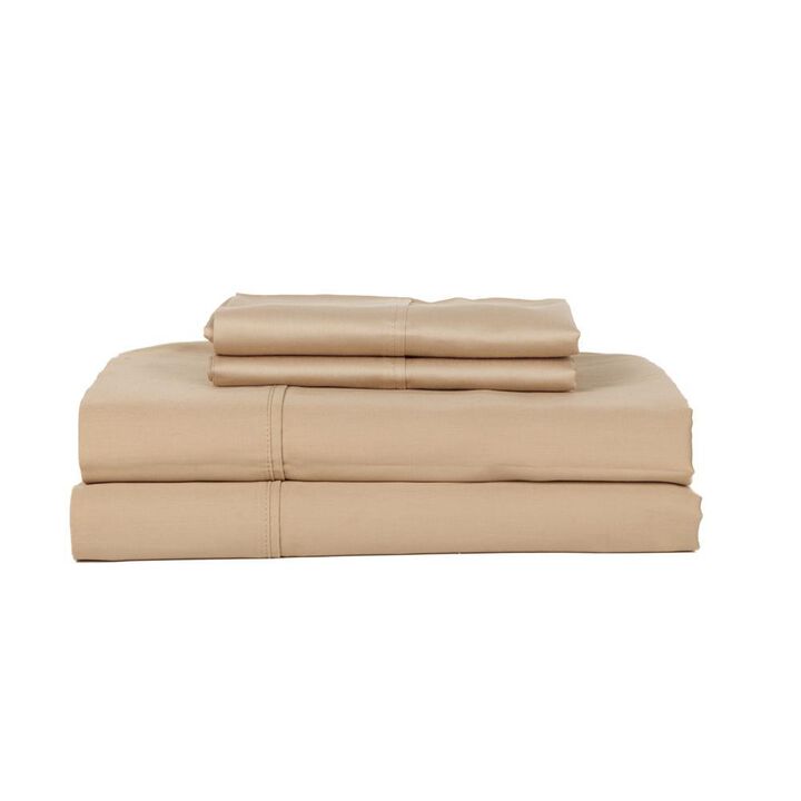 Castle Hill London 310 Thread Count Cotton Sateen Sheet Set Deep Pocket - Queen, Taupe