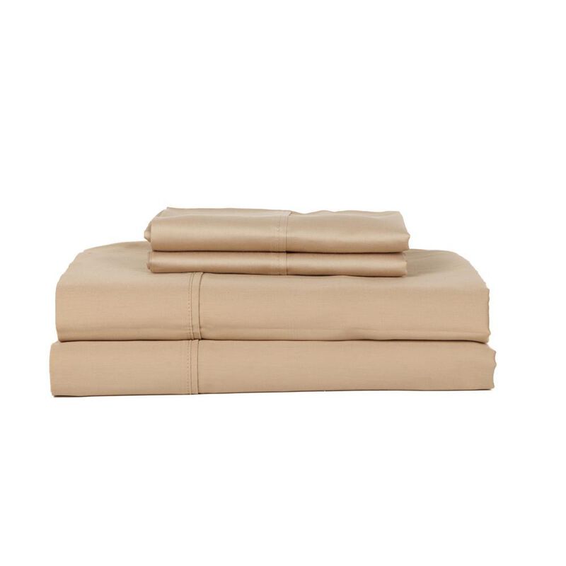 Castle Hill London 310 Thread Count Cotton Sateen Sheet Set Deep Pocket - Queen, Taupe
