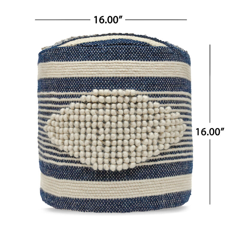GOODSILO Handcrafted Cylindrical Pouf Ottoman with Polystyrene Bead Filling and Durable Fabric Construction image number 2