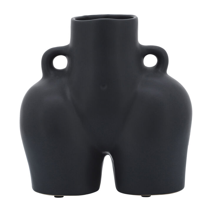 Cer, 7" Half Body Vase, Black