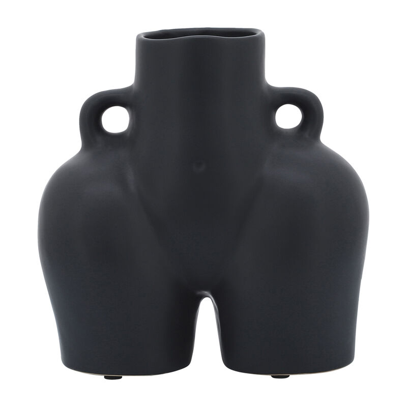 Cer, 7" Half Body Vase, Black image number 0