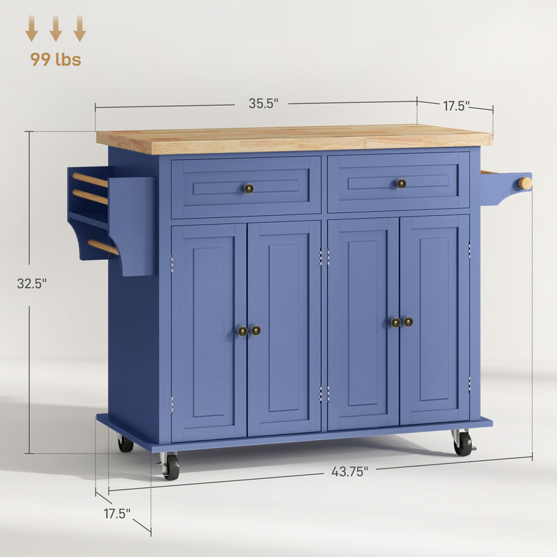 Hivvago Kitchen Island Cart on Wheels with Storage and Drawers image number 2