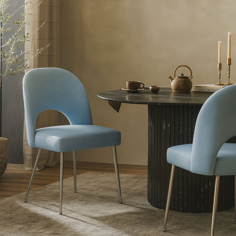 Meridian Furniture Logan Light Blue Vegan Leather Dining Chair, Set of 2 image number 1