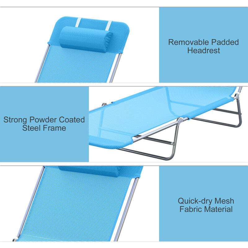 Hivvago Outdoor Reclining Lounge Chairs with Pillow & Steel Frame image number 3
