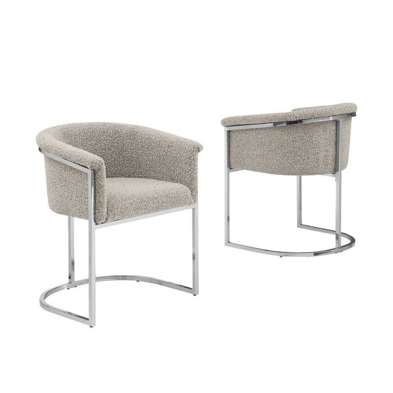 Best Quality Furniture Best Quality Teddy Boucle In Gray Side Chair - Set Of 2
