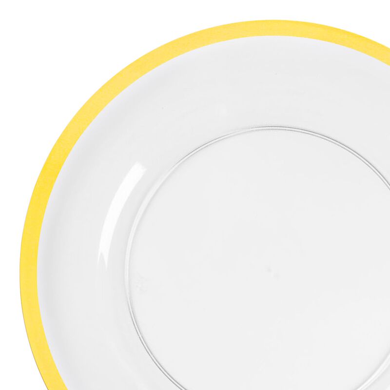 13" Clear with Gold Rim Round Plastic Charger Plates (60 Plates) image number 8