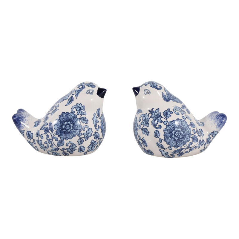 Set of 2 Chinoiserie Birds in Blue image number 2