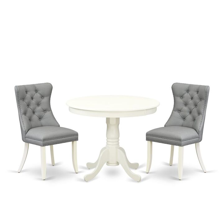 3 Piece Dining Set Consists of a Round Kitchen Table with Pedestal