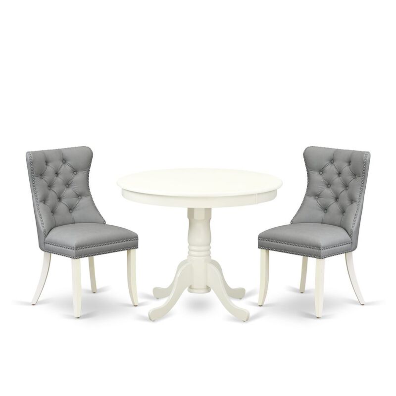 3 Piece Dining Set Consists of a Round Kitchen Table with Pedestal