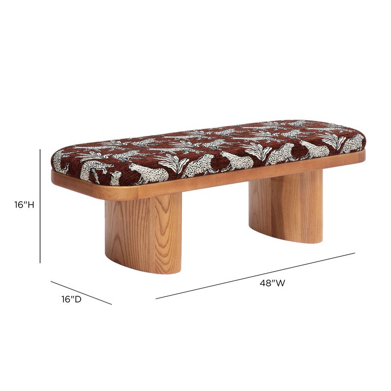 Ollie 48" Neutral Floral Jacquard Bench image number 5