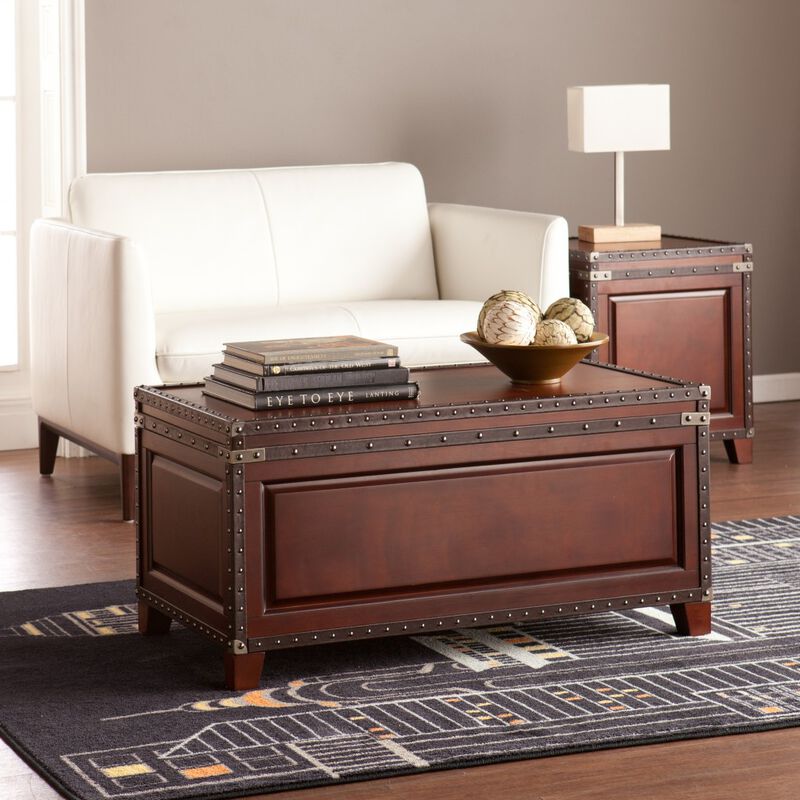 Hivvago 40 Inch  Brown Solid Wood And Metal Rectangular Coffee Table