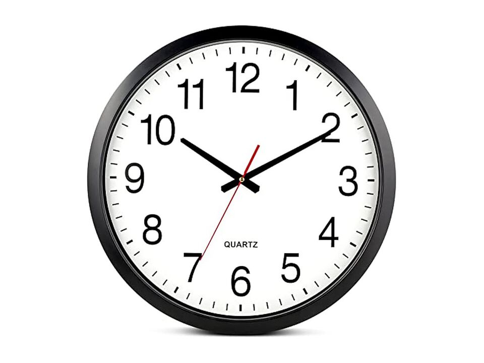 Black Wall Clock 18 Inch Silent Non Ticking Easy Read Battery Operated