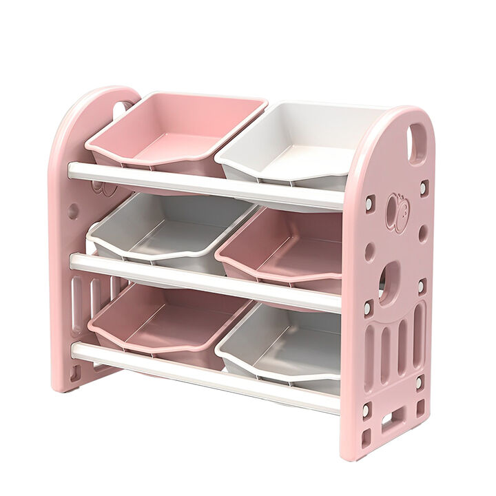Streamdale 6-Bin Kids Toy Storage Organizer with HDPE Shelf and Bins for Playroom