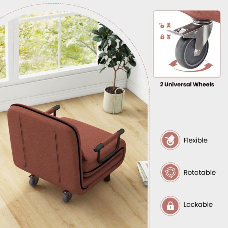 Hivvago 3-in-1 Convertible Sofa Bed with 5-Position Adjustable Backrest and Lumbar Pillow