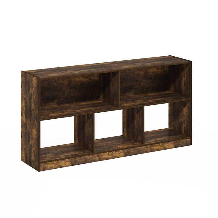 Daly 5-Cube Horizontal 2 Tier Bookcase, Bookshelf, Storage Organizer, 47 Width