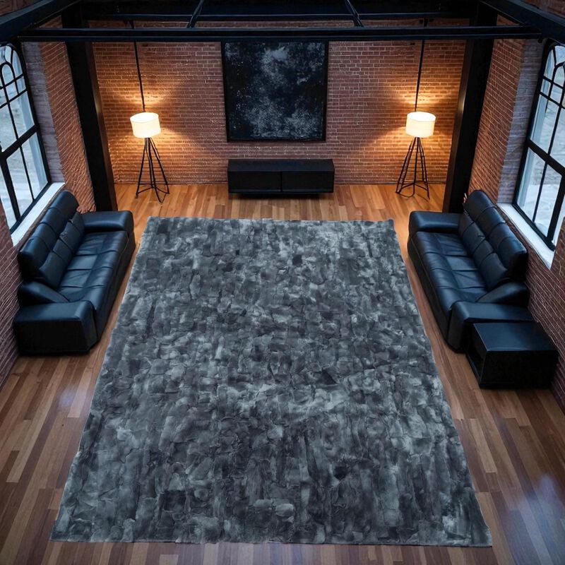 Gray Rex Rabbit Fur Rug, Real Rabbit Hair Carpet, Handmade Shaggy Area Rug, Soft Fluffy Rug for Living Room, Custom Size Available image number 4