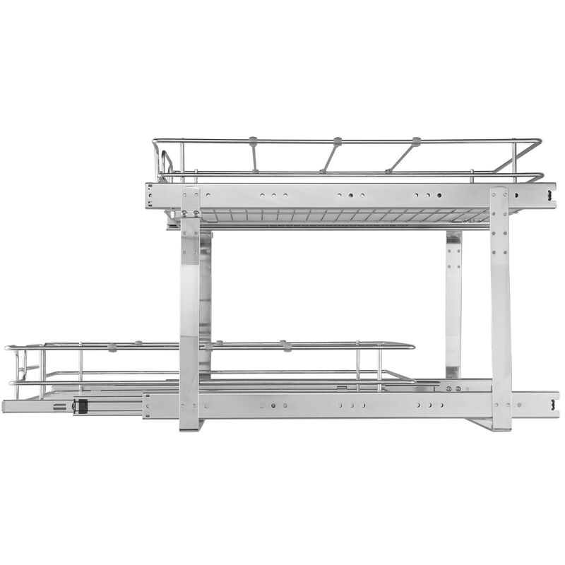 2 Tier Slide Out Cabinet Organizer Heavy Duty Steel Pantry Storage Rack image number 0