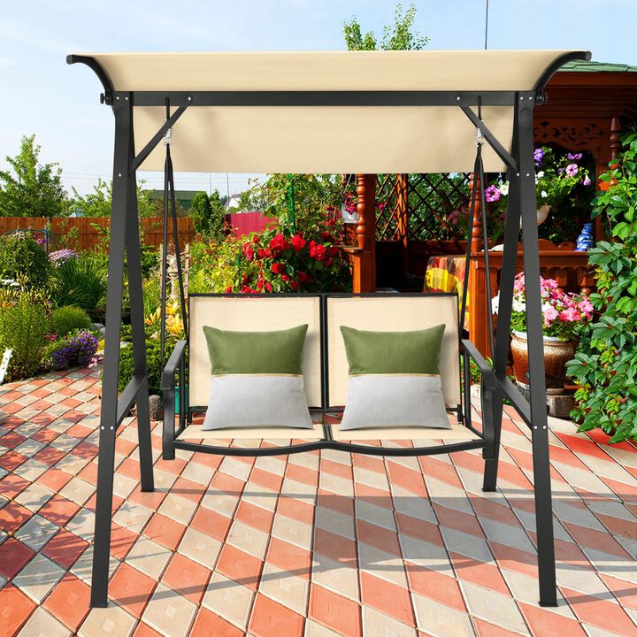 Mondawe 2 Person Patio Swing with Weather Resistant Glider and Adjustable Canopy