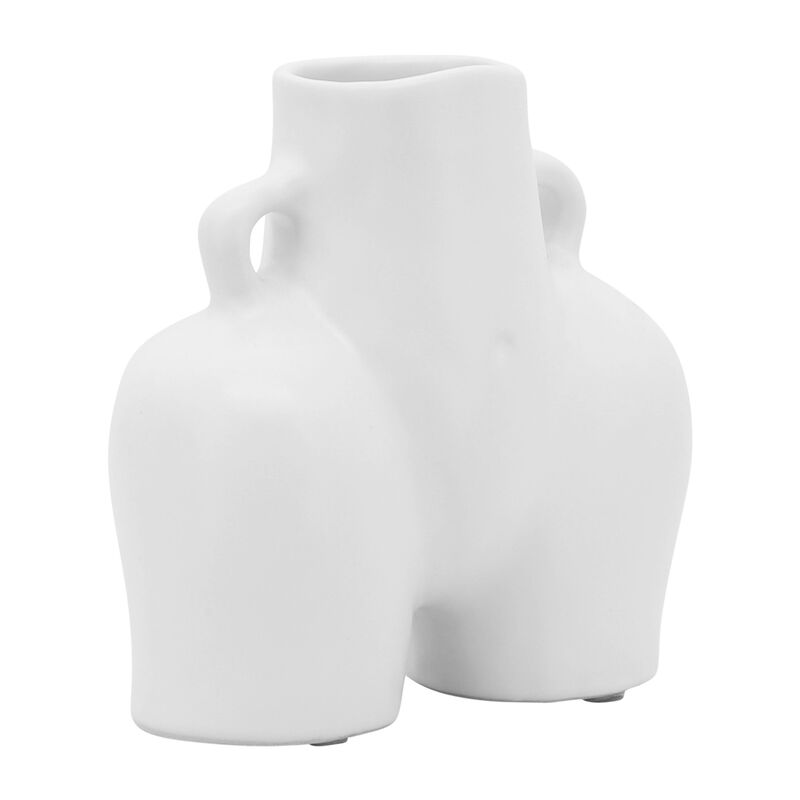 Cer, 6" Half Body Vase, White image number 2