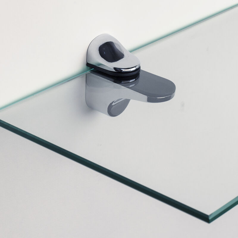 Glass Floating Shelf with Chrome Brackets 24 x 6"