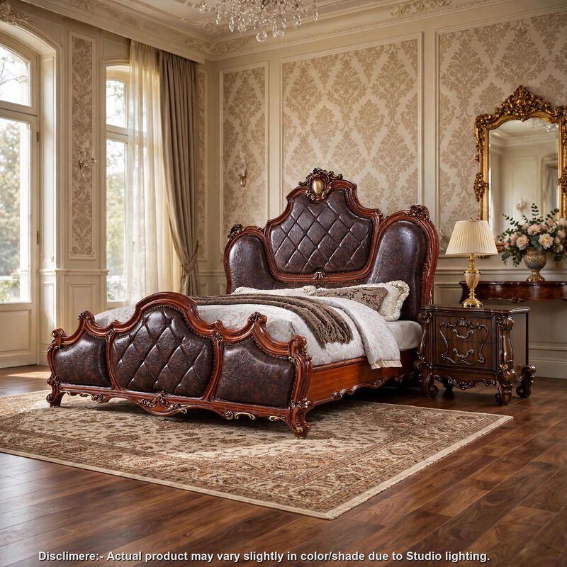 3pc King Bedroom Set, Brown, 2 Nightstands image number 1
