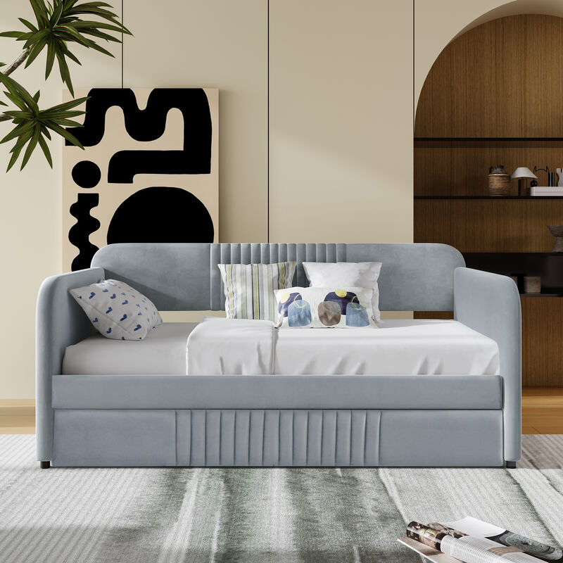 Merax Upholstered Daybed Sofa Bed With Trundle