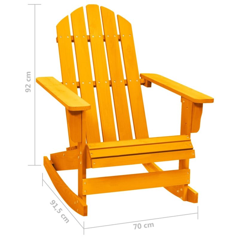 vidaXL Solid Fir Wood Adirondack Rocking Chair | Weather Resistant Patio Furniture | Extra Comfort Design | Vibrant Orange | Assembly Required
