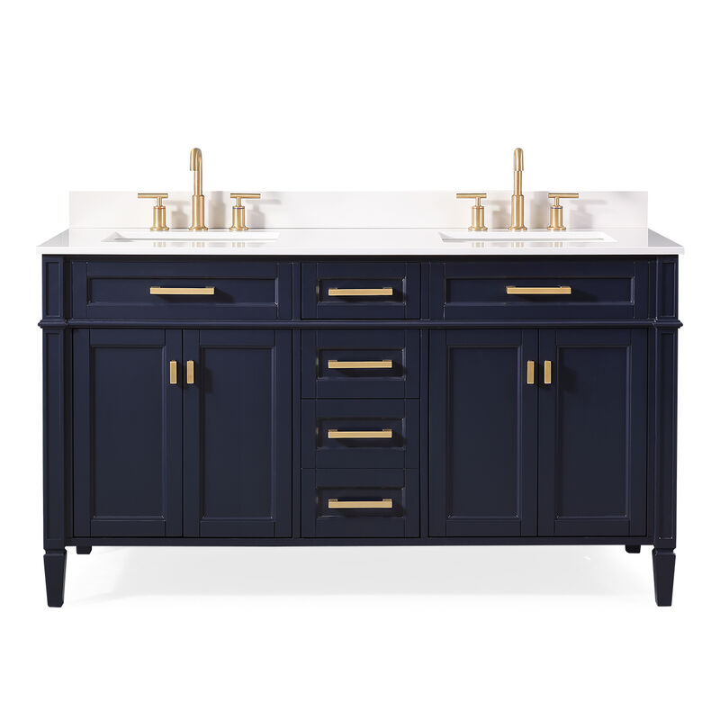 60 inch Tennant Brand Durand Modern Navy Blue Double Sink Bathroom Vanity image number 0