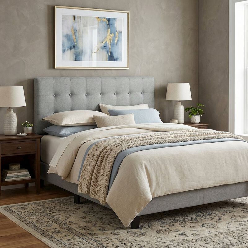 Upholstered Fabric Queen Headboard with Padded Design and Durable Frame image number 3