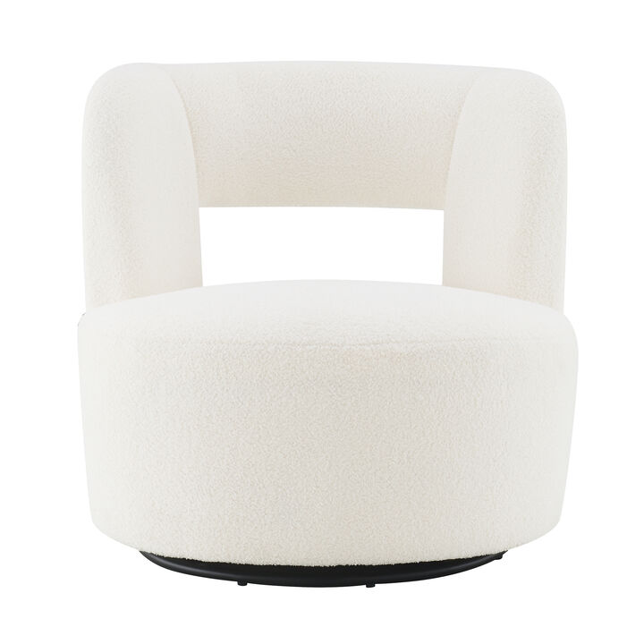 Merax Soft Teddy Fabric Swivel Barrel Chair