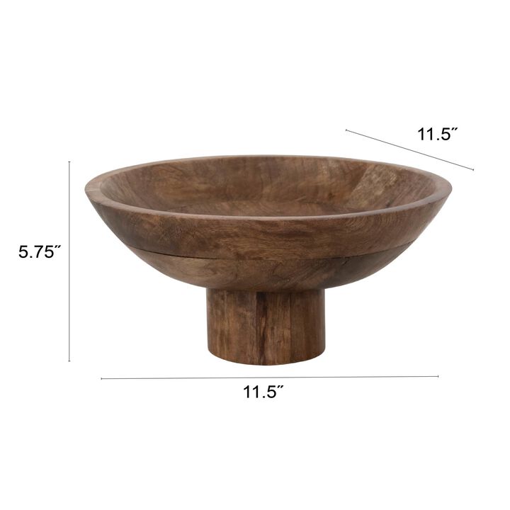 Mango Wood Footed Bowl, Natural