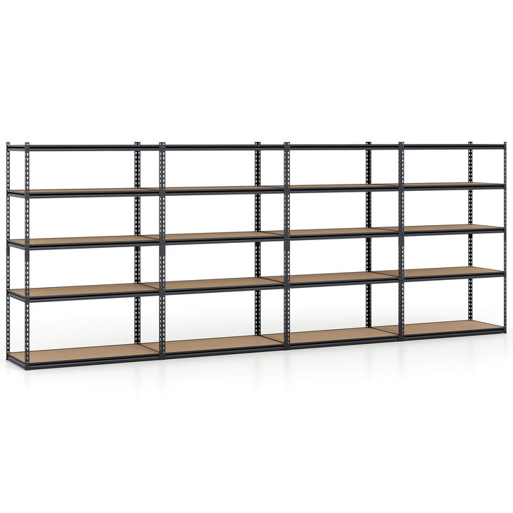 Set of 4 5-Tier Heavy-Duty Garage Shelving Units with 2200 LBS Capacity